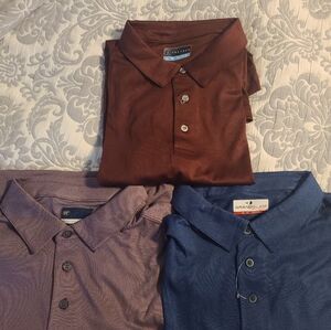 Performance Stay Dri 3 Button Pullover Long Sleeve Golf Shirt Bundle